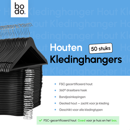 Kledinghangers - 50 stuks - Zwart - Bodo