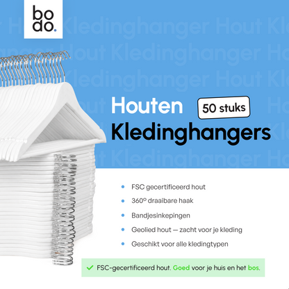 Kledinghangers - 50 stuks - Wit - Bodo