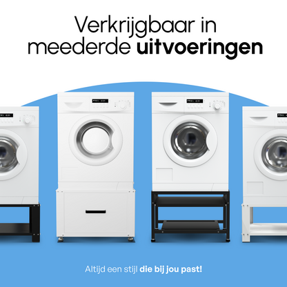 Bodo® - Wasmachine Verhoger - Dubbel - Kast - Ombouw met Lade - Wit - 124x58x44-48cm