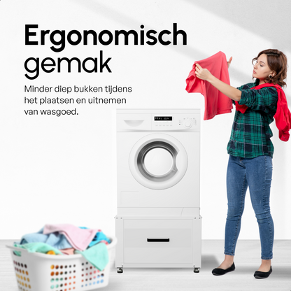Bodo® - Wasmachine Verhoger met Opberglade - Wit - 61x58x48 cm