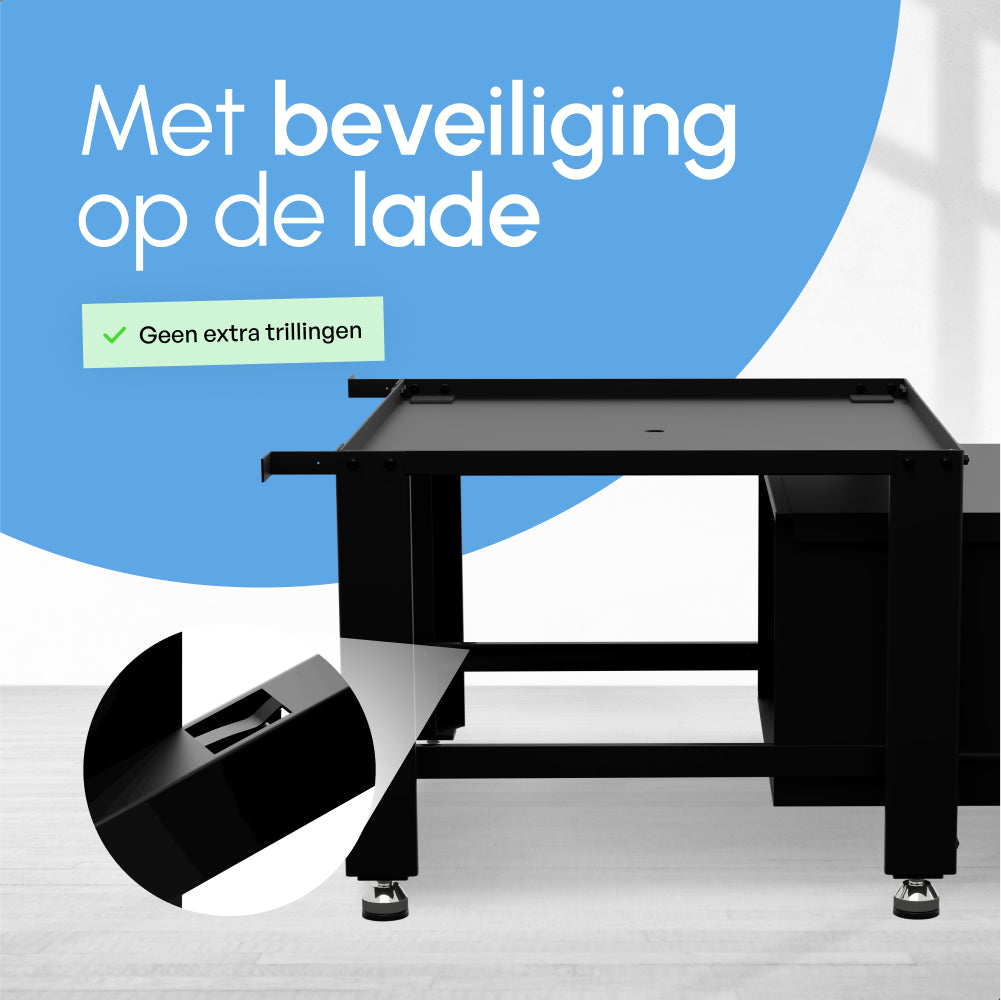 Bodo® - Wasmachine Verhoger met Opberglade - Zwart - 61x58x48 cm