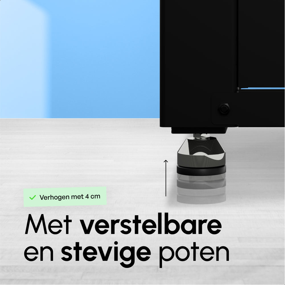 Bodo® - Wasmachine Verhoger met Opberglade - Zwart - 61x58x48 cm