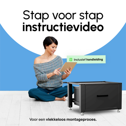 Bodo® - Wasmachine Verhoger met Opberglade - Zwart - 61x58x48 cm
