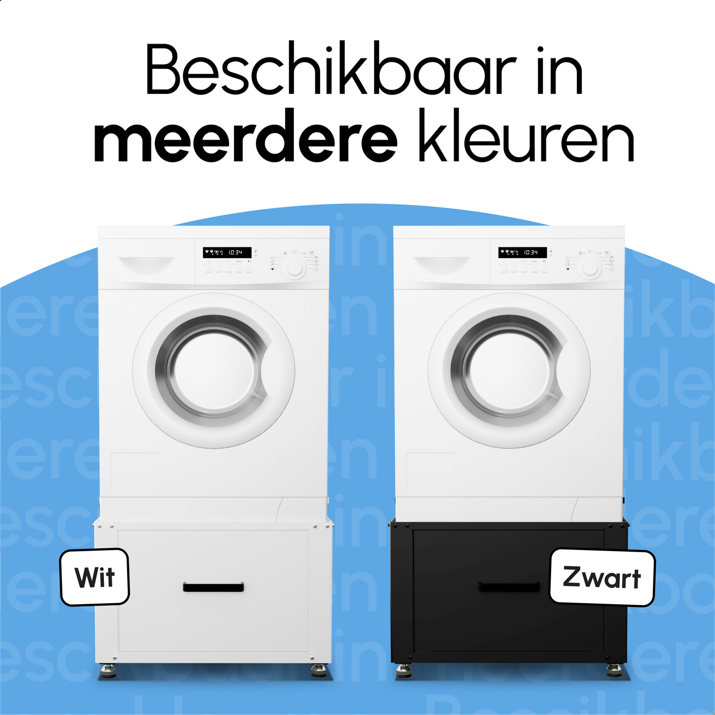 Bodo® - Wasmachine Verhoger met Opberglade - Zwart - 61x58x48 cm