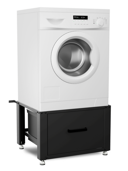 Bodo® - Wasmachine Verhoger met Opberglade - Zwart - 61x58x48 cm