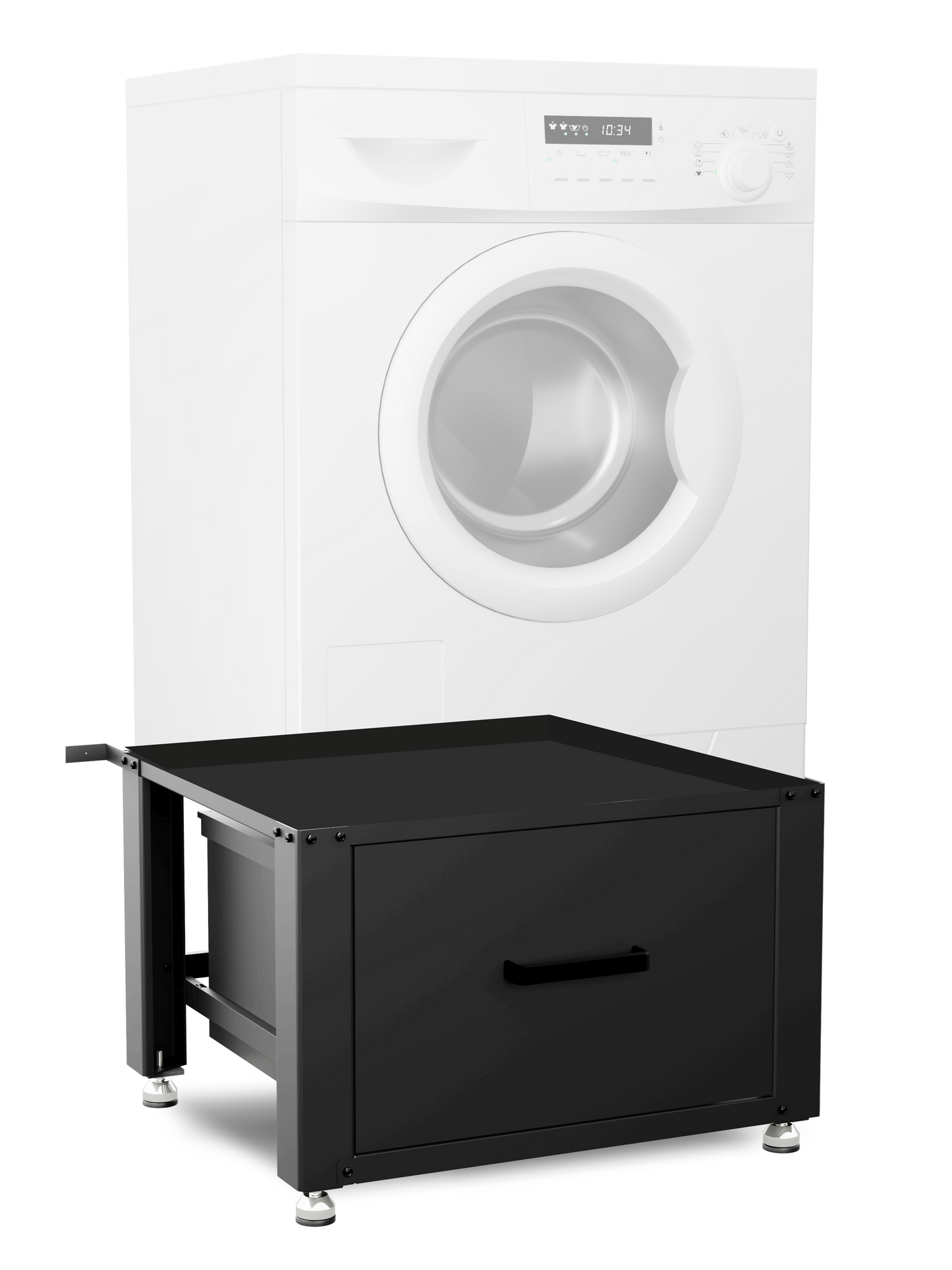 Bodo® - Wasmachine Verhoger met Opberglade - Zwart - 61x58x48 cm