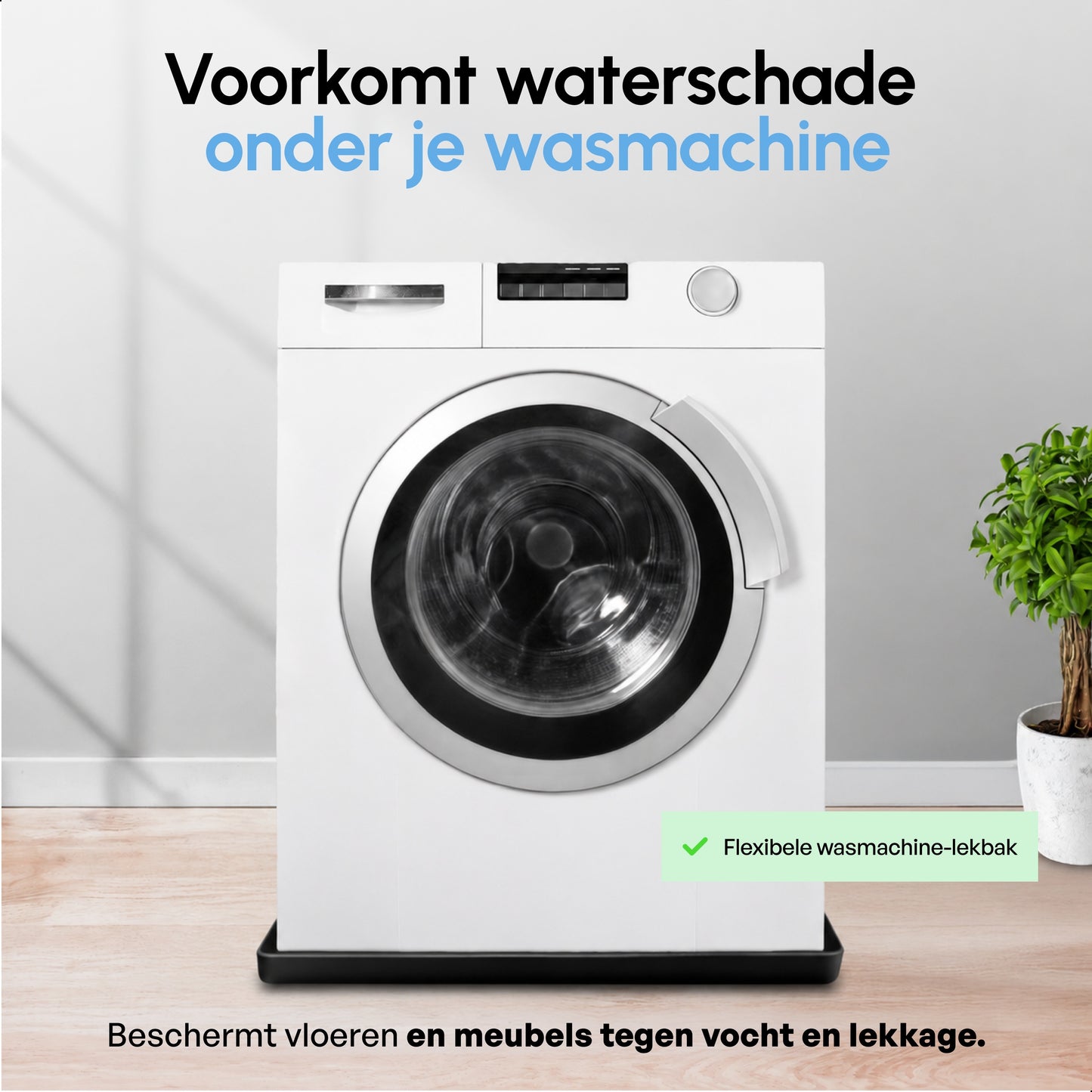 Lekbak Wasmachine - Opvangbak tegen lekkage - Siliconen - 65x60x3 cm - Wit
