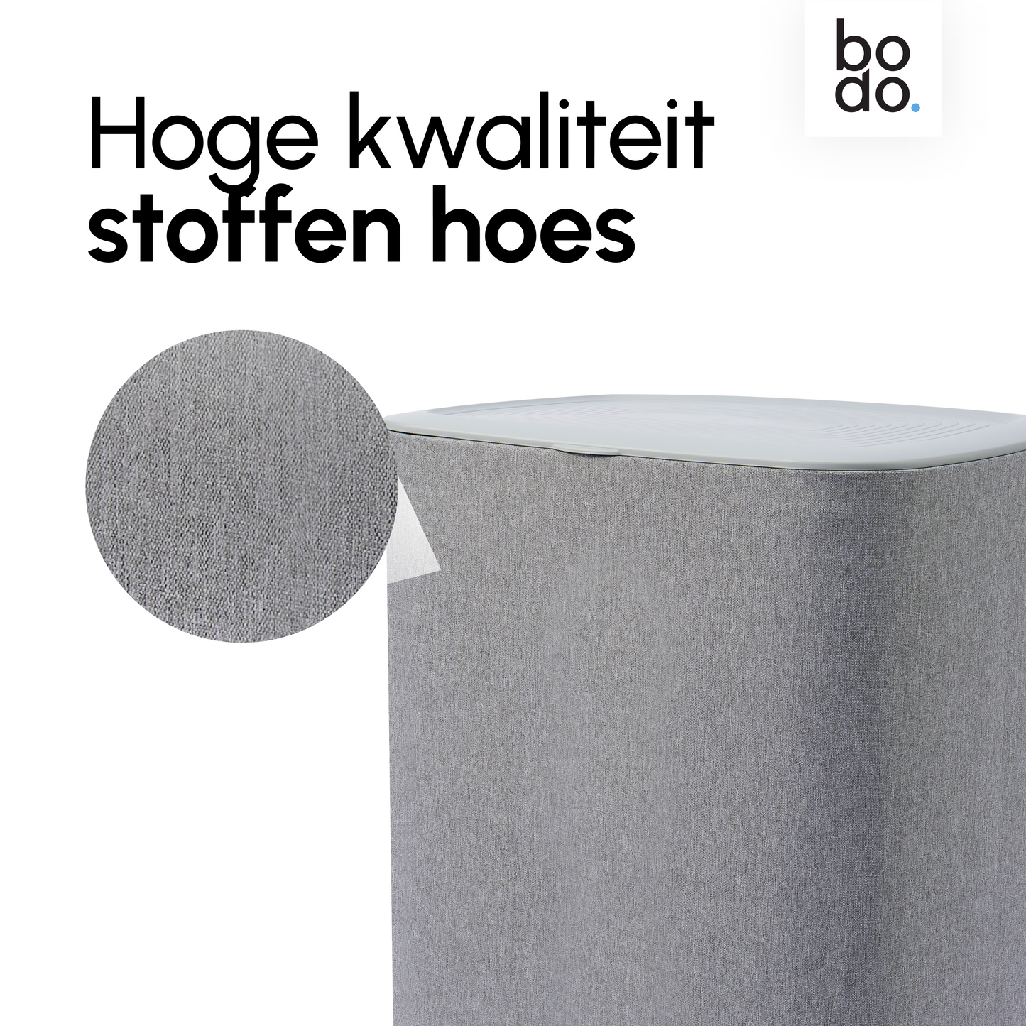 Bodo® - Wasmand Duosplit - Wasmand Met Deksel - 90L - 56x41x69 cm - Grijs