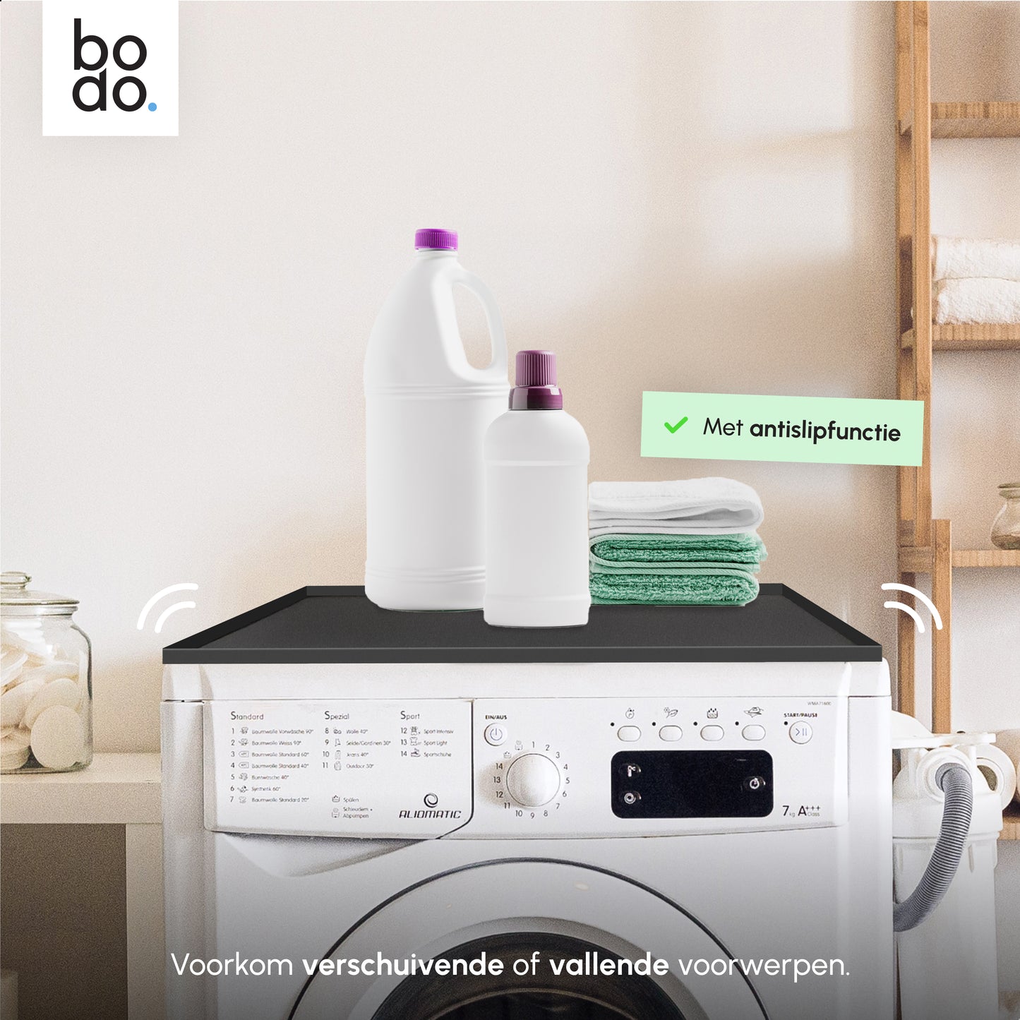 Bodo® Bescherm Mat Voor Wasmachine & Droger - Silicone 60x60cm - Zwart