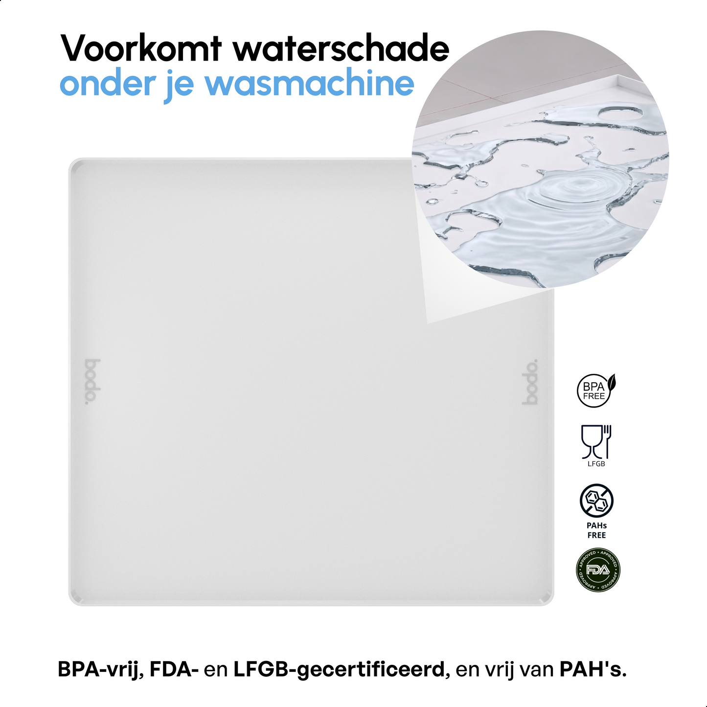 Lekbak Wasmachine - Opvangbak tegen lekkage - Siliconen - 65x60x3 cm - Wit