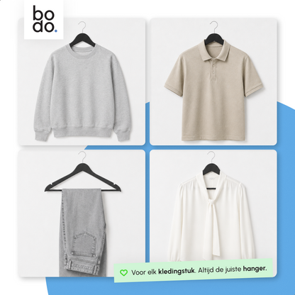 Kledinghangers - 50 stuks - Zwart - Bodo