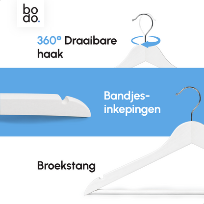 Kledinghangers - 50 stuks - Wit - Bodo