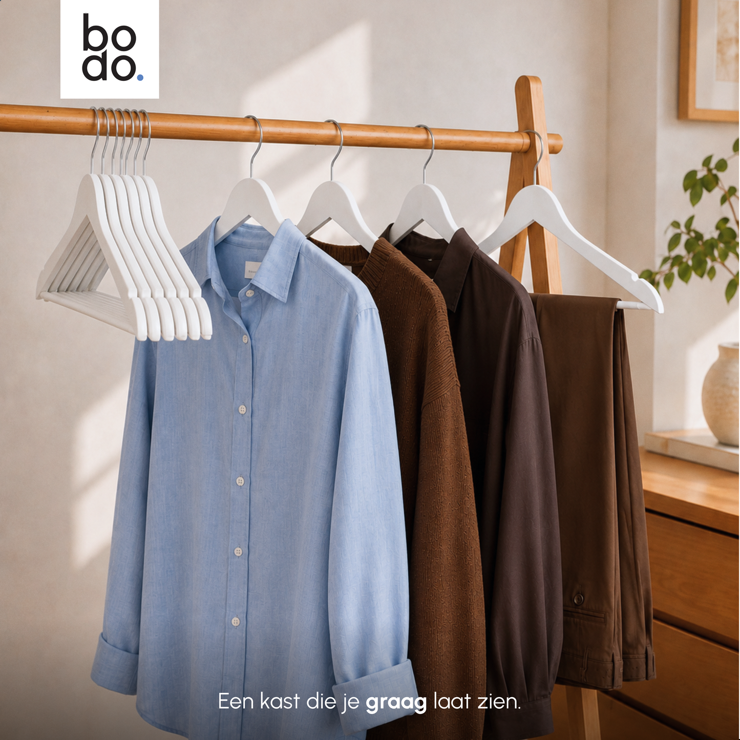 Kledinghangers - 20 stuks - Wit - Bodo