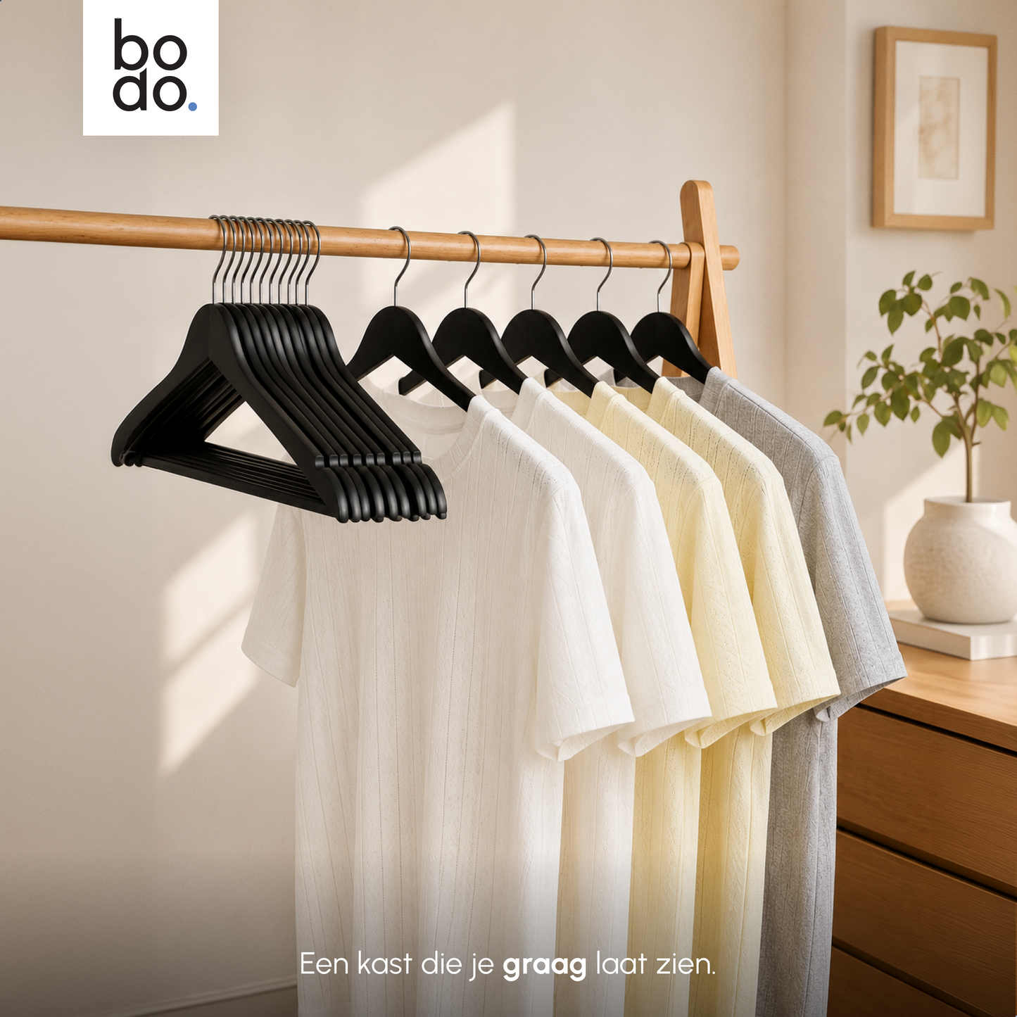 Kledinghangers - 30 stuks - Zwart - Bodo