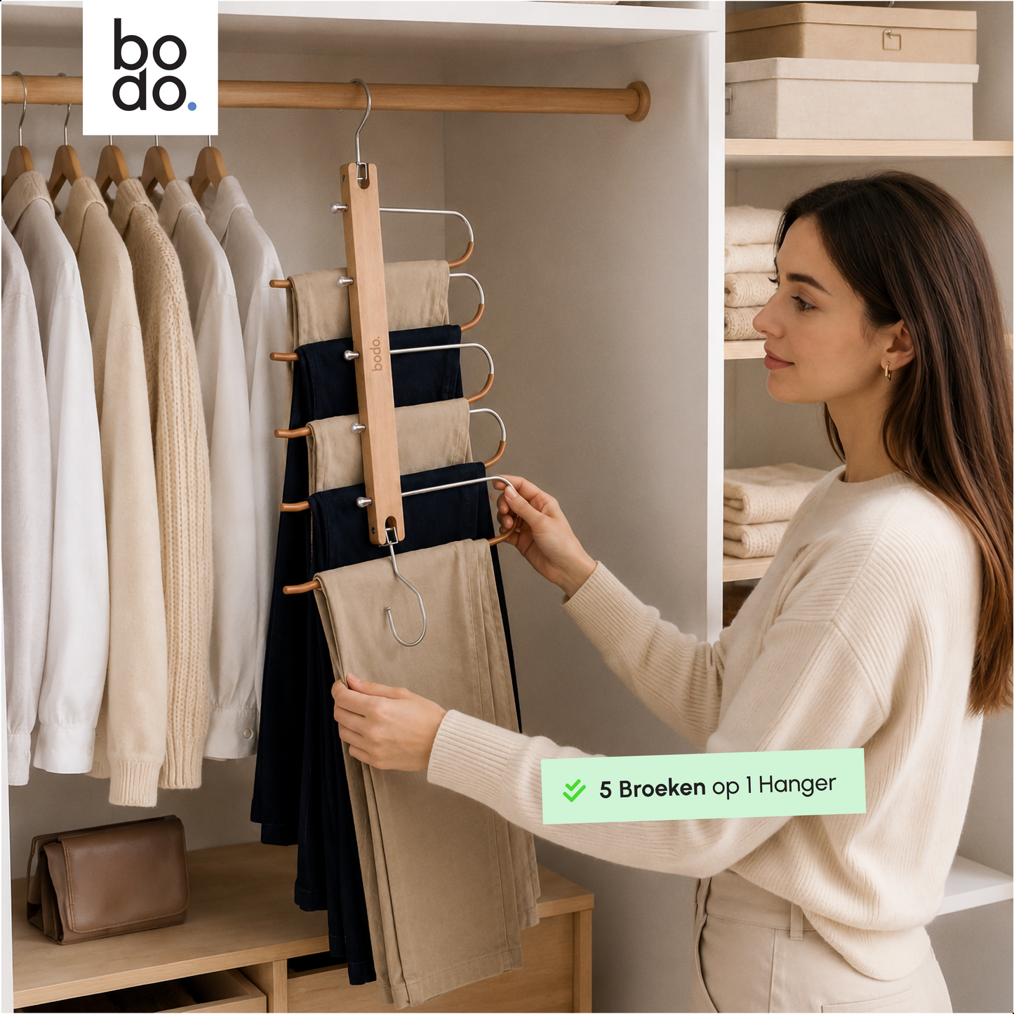 Broekhanger - 2 stuk - Hout- Bodo