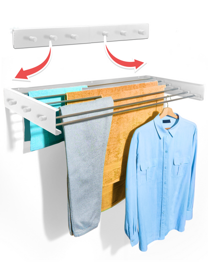Bodo® In- en uitklapbaar droogrek met Ophanghaken - Wit - 6m Drooglengte