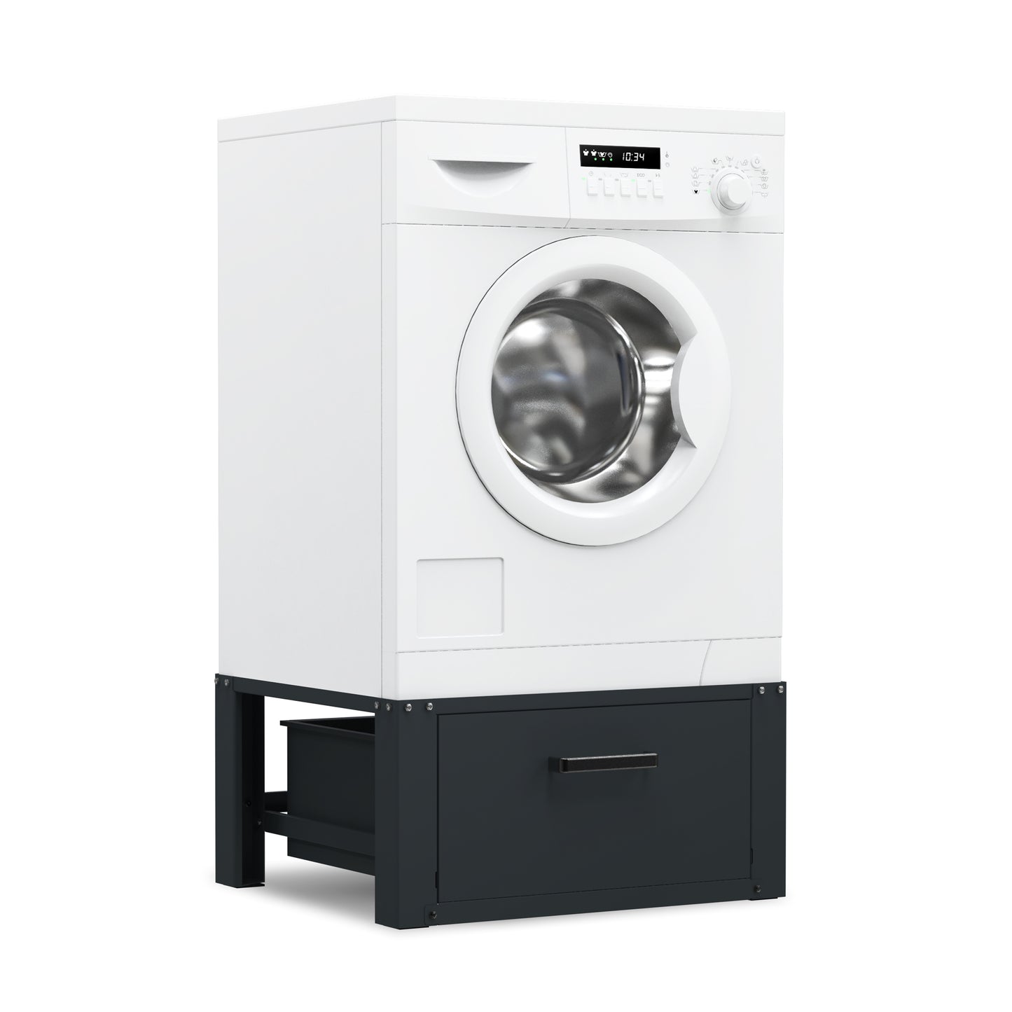 Bodo® - Wasmachine Verhoger - Wasmachine Verhoger Met Opberglade - Wasmachine opbouwmeubel - Wasmachine Sokkel - Universeel - Zwart